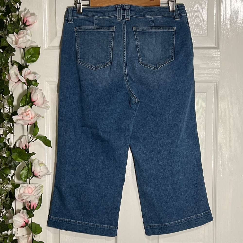 👖Chaps Women's Blue Mid Rise Crop Wide Jeans - Picture 2 of 12